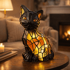 TIFFYCAT – Lampada da Tavolo Artistica in Stile Tiffany con Luce Calda Ambra
