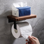 Porta Carta Igienica con Mensola in Noce Naturale