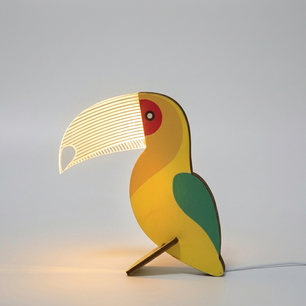 Lampada da Tavolo LED Animale in Legno Luce Notturna Design Scandinavo