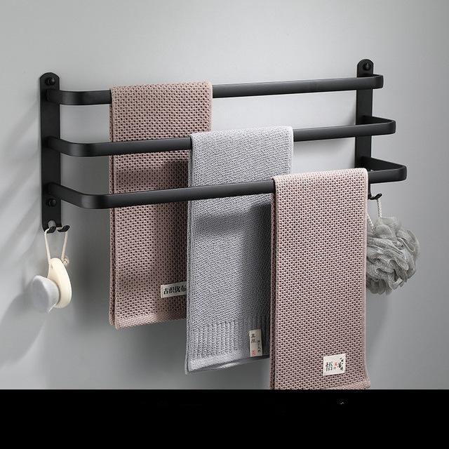 Portasciugamani da Muro Portasciugamani da Bagno in Alluminio Nero