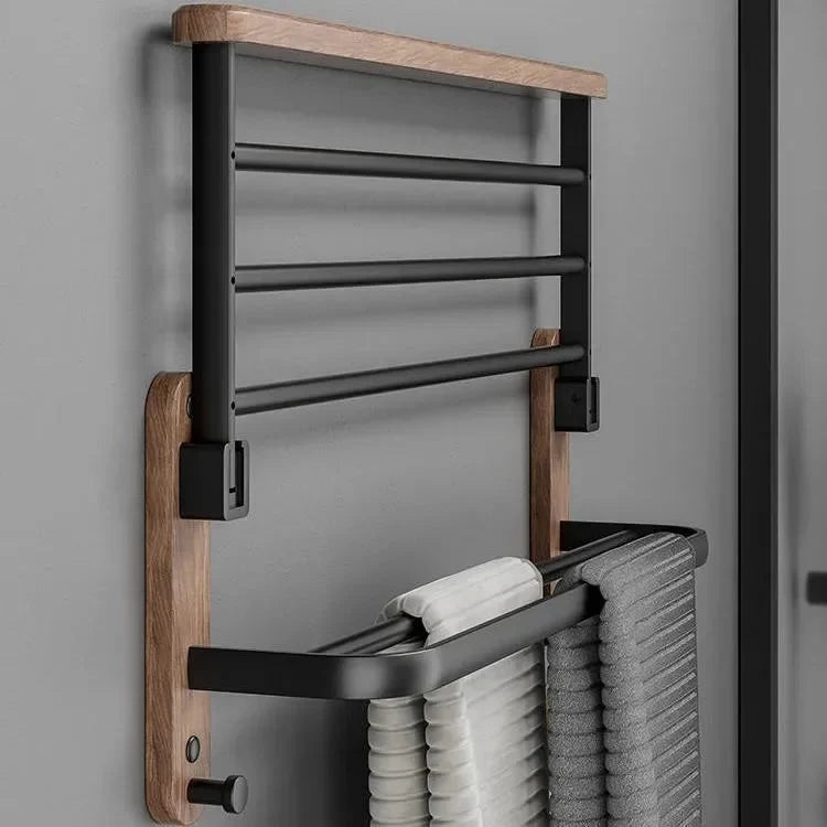 Portasciugamani in Noce, Porta Asciugamani senza Fori, Accessorio per Bagno