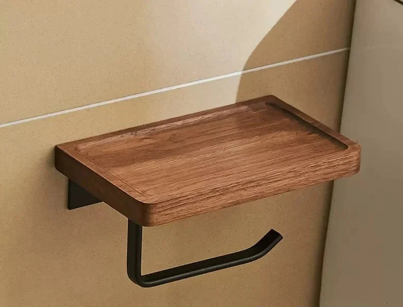 Portasciugamani in Noce, Porta Asciugamani senza Fori, Accessorio per Bagno