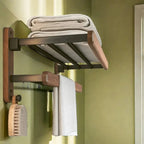 Portasciugamani in Noce, Porta Asciugamani senza Fori, Accessorio per Bagno
