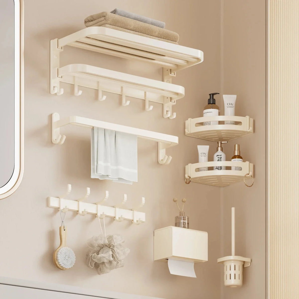 Supporto per Asciugamani Pieghevole Spazio Asta Appendere Gancio Accessori da Bagno