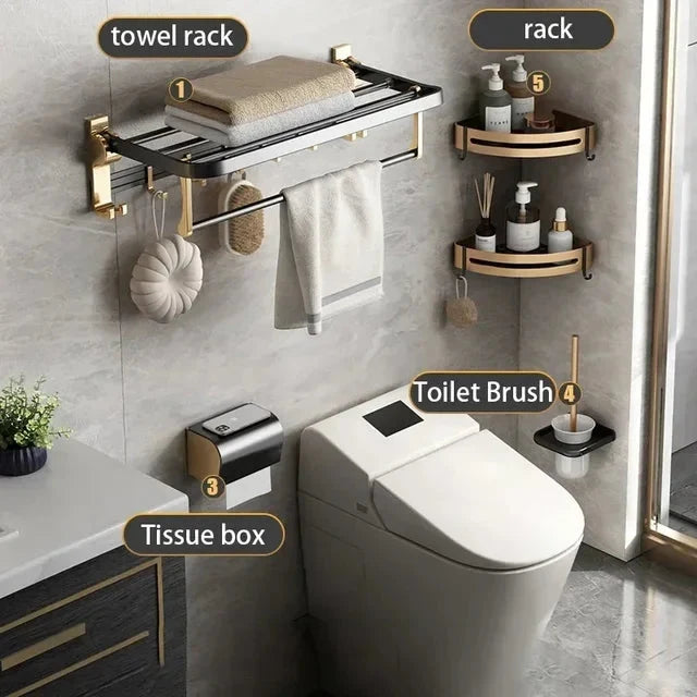 Portasciugamani in Alluminio Spaziale da Muro Accessorio da Bagno