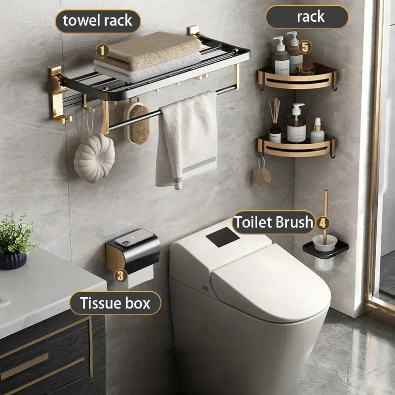 Portasciugamani in Alluminio Spaziale da Muro Accessorio da Bagno