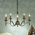Lampadario Stanford 5 Luci Finitura Ottone Antico