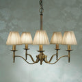 Lampadario Stanford 5 Luci in Ottone Antico - Paralumi Beige