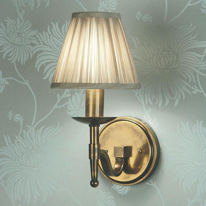 Applique Singola in Ottone Antico Stanford con Paralume Beige