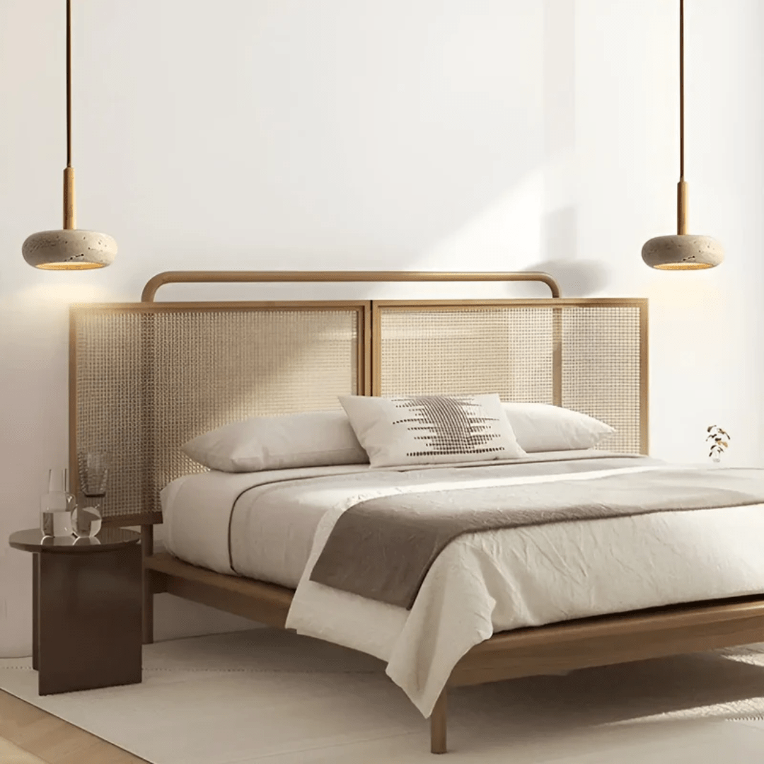 TranquilHalo – Lampada da soffitto retro LED in pietra e legno