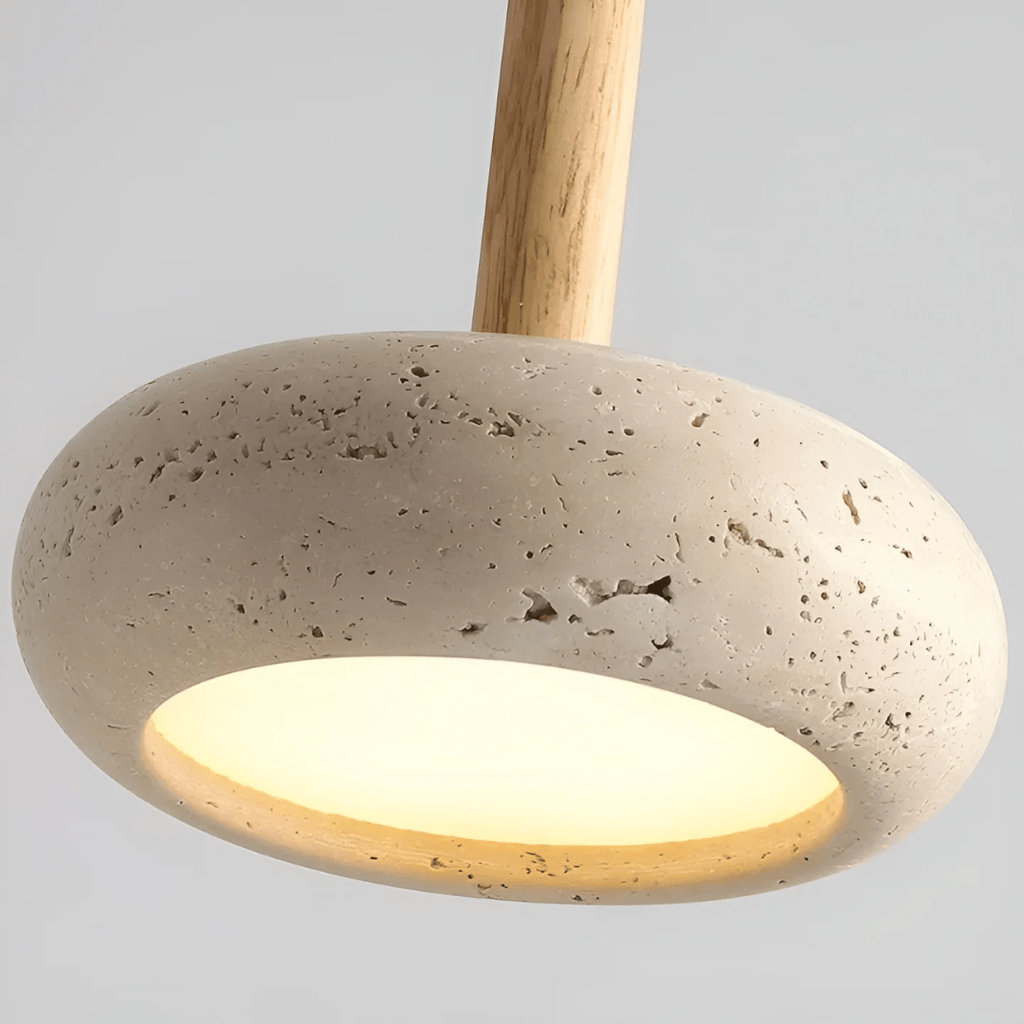 TranquilHalo – Lampada da soffitto retro LED in pietra e legno