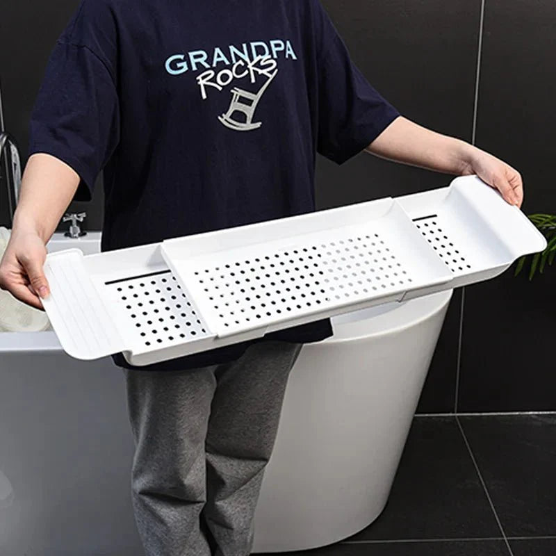 TRAYNEX – Supporto per Vassoio da Vasca Espandibile per l'Organizzazione Quotidiana del Bagno