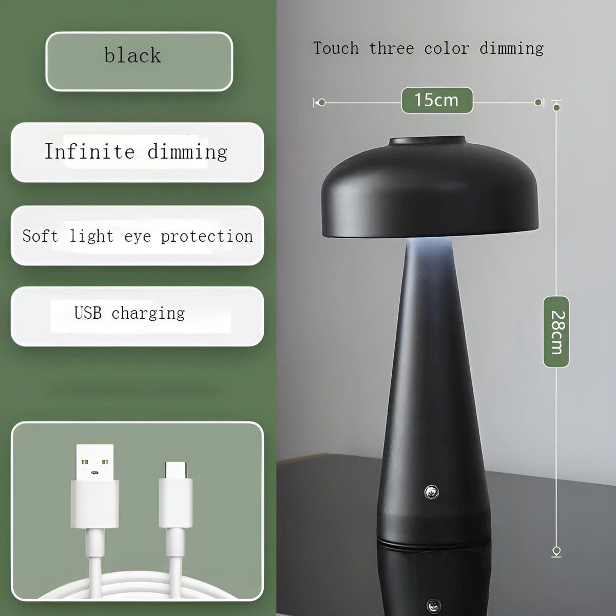 Lampada da tavolo LED senza fili – Moderna, ricaricabile e senza fili | Design nordico semplice