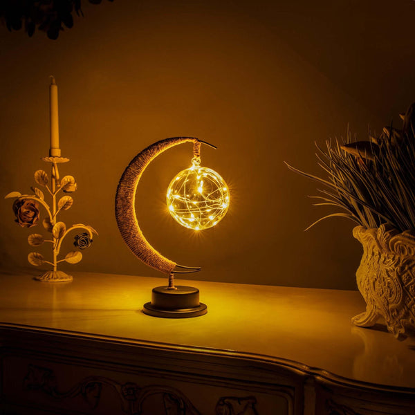 Lampada Lunare Incantata in Vetro con Luce Calda per la Tavola