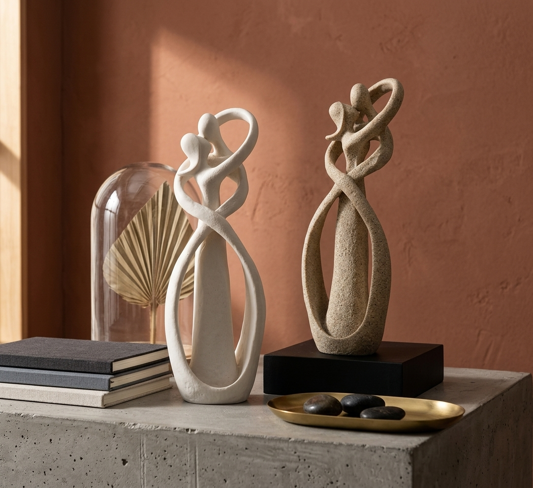 Statua Decorativa Coppia Astratta Moderna Idea Regalo Romantica