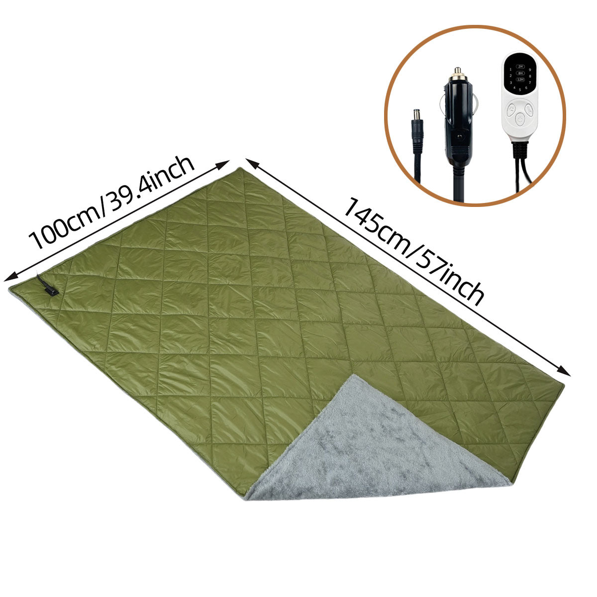 Coperta Riscaldata Portatile 12V per Viaggi in Auto con Collegamento USB