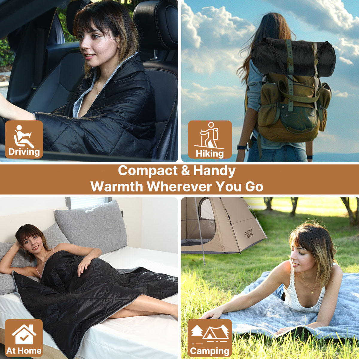 Coperta Riscaldata Portatile 12V per Viaggi in Auto con Collegamento USB