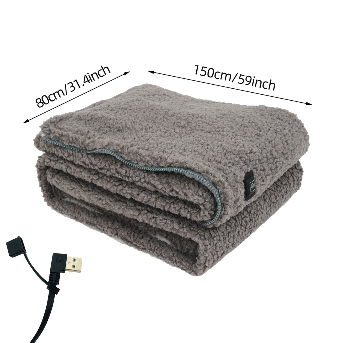 Coperta Riscaldata Portatile con Collegamento USB e 3 Impostazioni di Temperatura