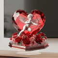 VALENTIA – Decorazione Elegante di Cupido e Cuore di Rosa per Regali di San Valentino