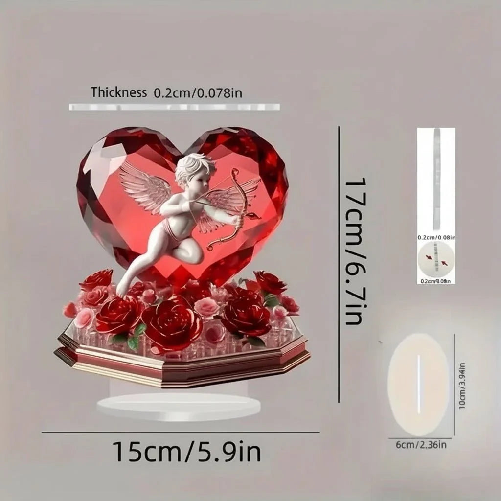 VALENTIA – Decorazione Elegante di Cupido e Cuore di Rosa per Regali di San Valentino