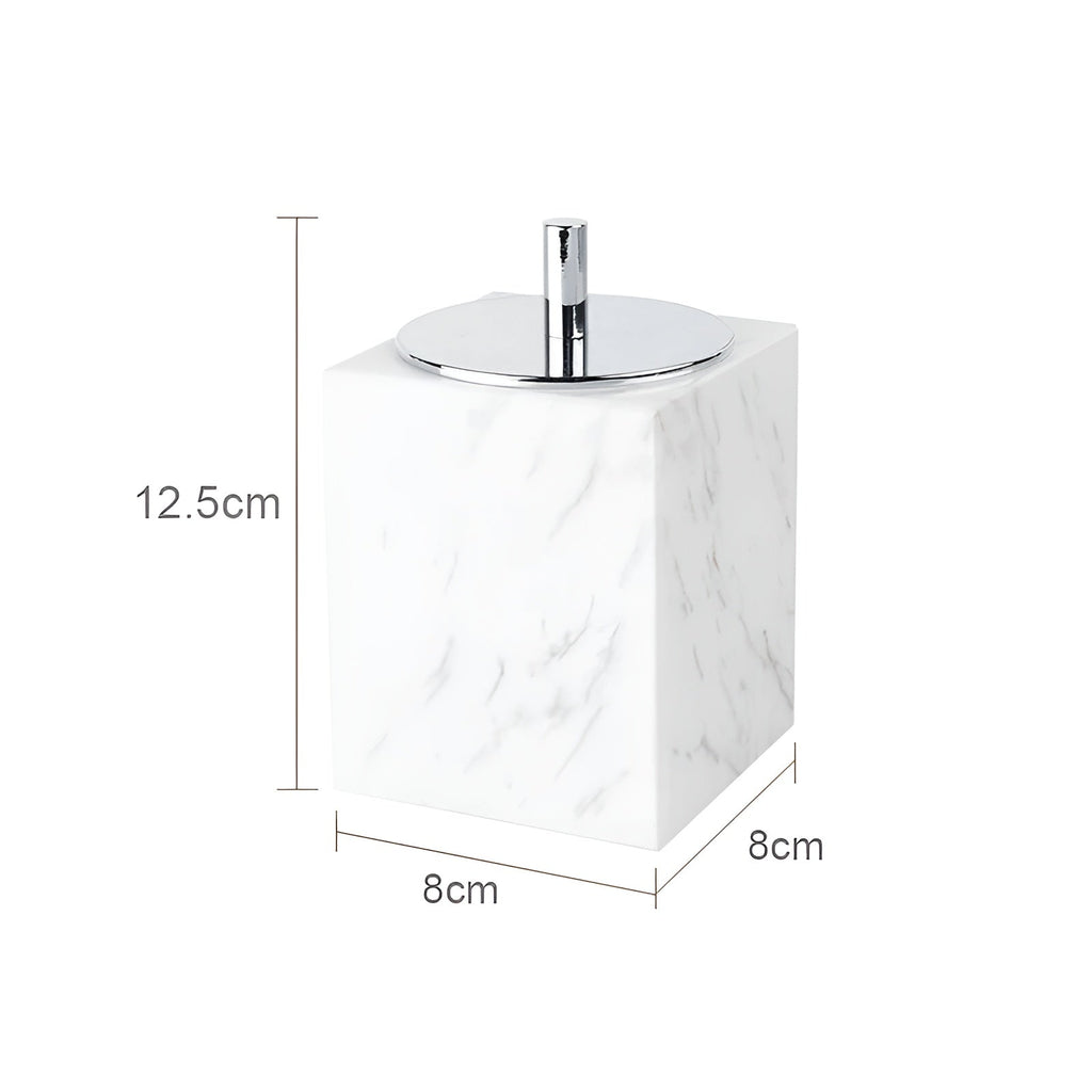 Set da Bagno in Marmo Bianco – Dispenser per Sapone, Porta Sapone, Spazzola per WC & Vassoio | Eleganti Accessori da Bagno