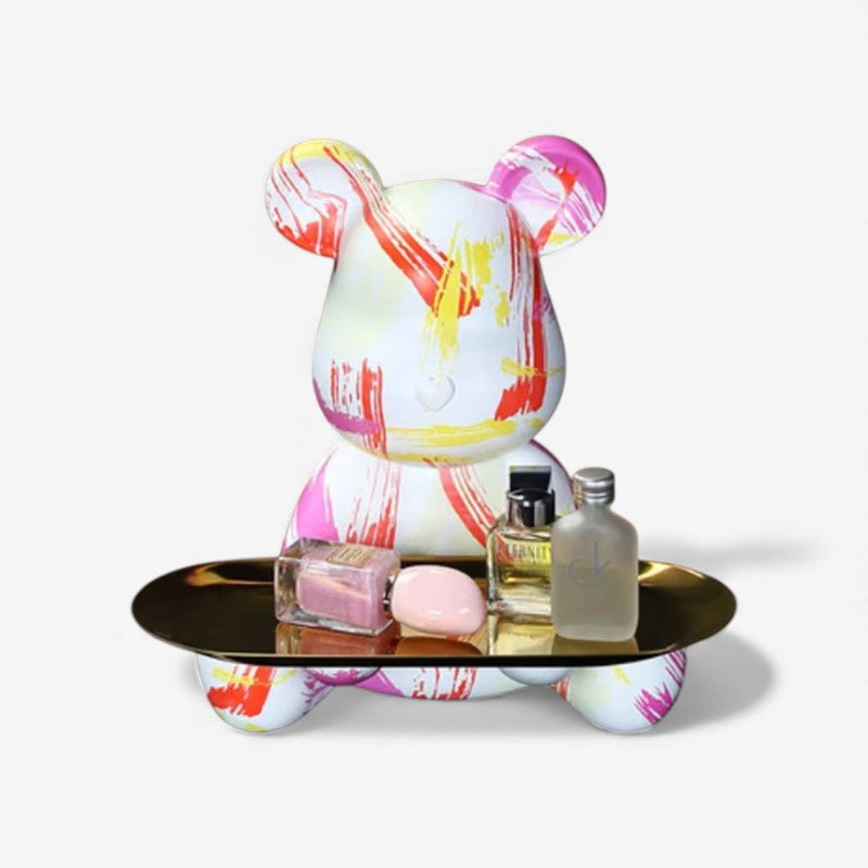 BearCraft - Figura di orso graffiti con vassoio per esposizione decorativa