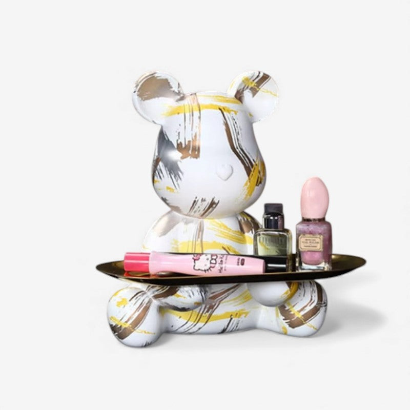 BearCraft - Figura di orso graffiti con vassoio per esposizione decorativa