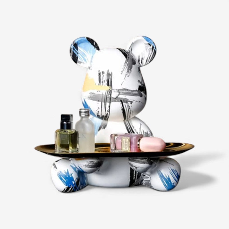 BearCraft - Figura di orso graffiti con vassoio per esposizione decorativa