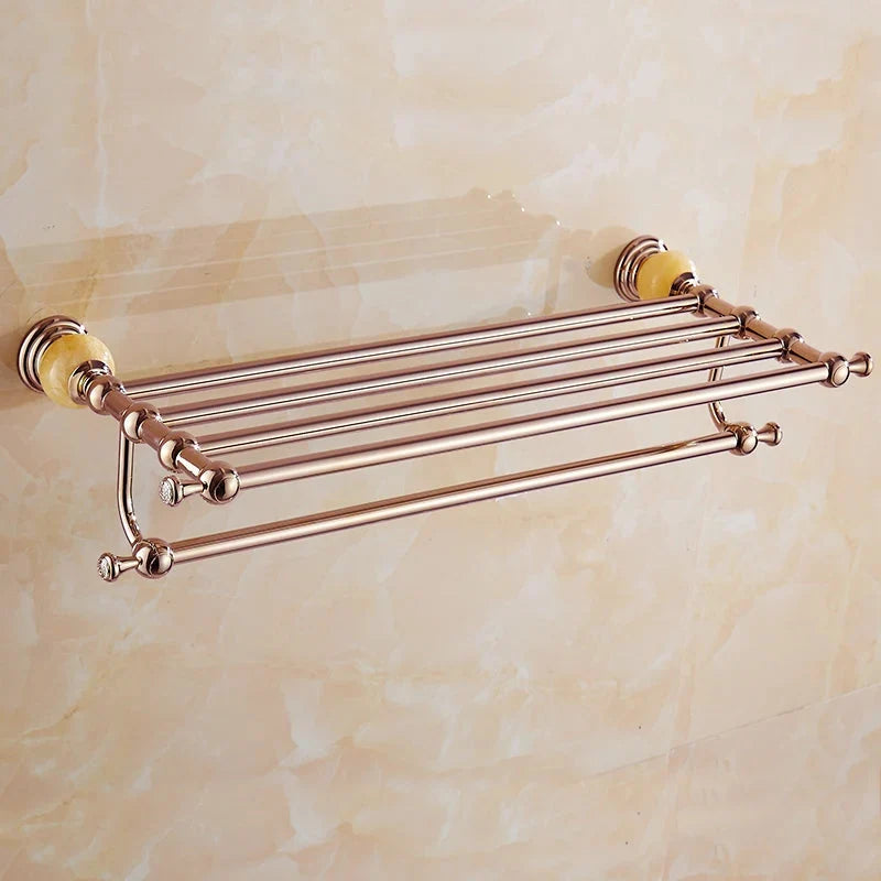 Mensola per Asciugamani in Ottone Vintage con Porta Sapone Accessorio da Bagno in Metallo