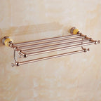 Mensola per Asciugamani in Ottone Vintage con Porta Sapone Accessorio da Bagno in Metallo