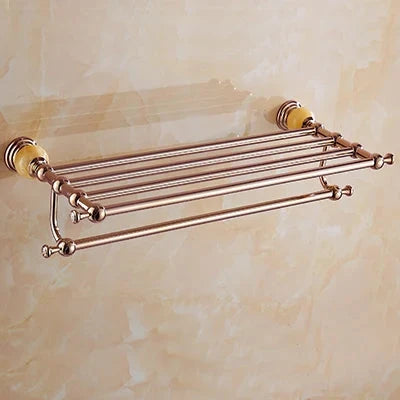 Mensola per Asciugamani in Ottone Vintage con Porta Sapone Accessorio da Bagno in Metallo