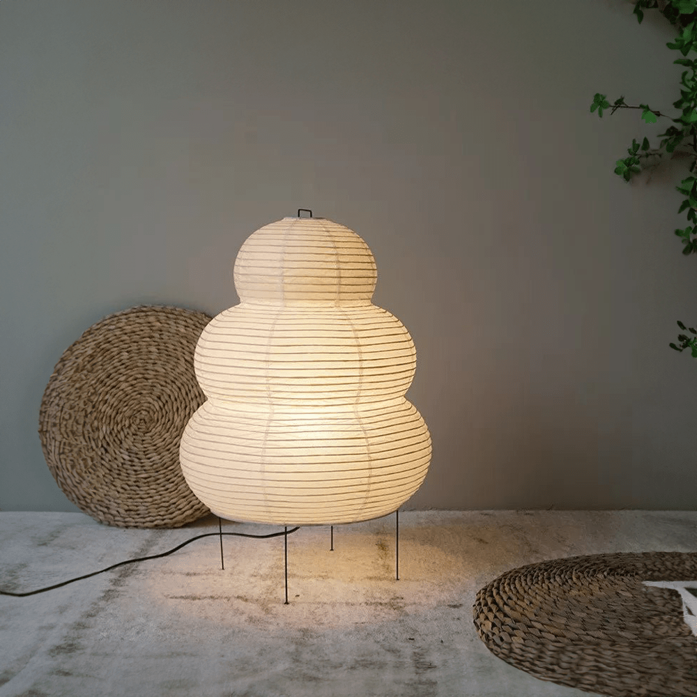 SabiGlow - Lampada da terra artistica in carta di riso Wabi Sabi con stativo regolabile