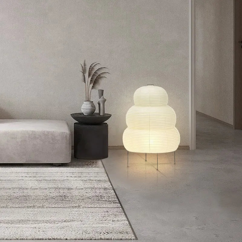 SabiGlow - Lampada da terra artistica in carta di riso Wabi Sabi con stativo regolabile