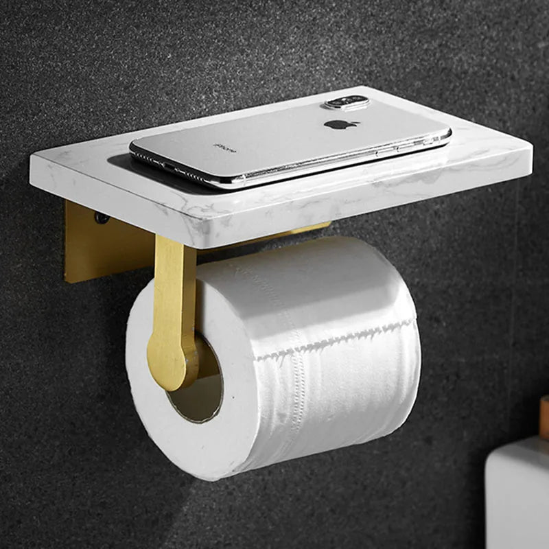 Mensola porta telefono da parete per bagno, supporto per carta igienica in marmo