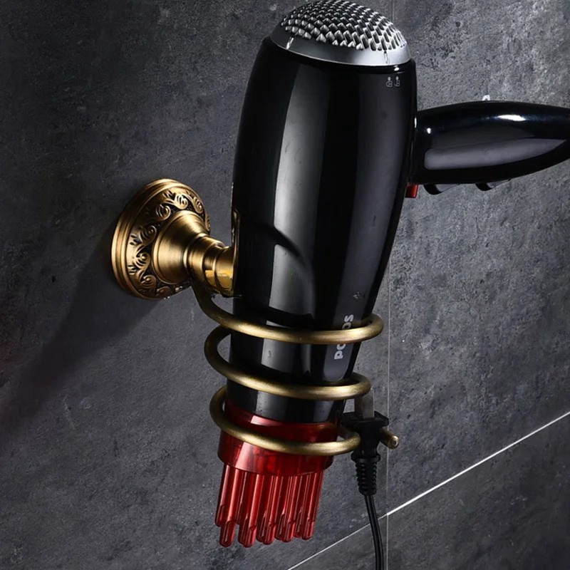 Supporto per Phon da Parete in Alluminio, Rack di Stoccaggio per Bagno Resistente alla Ruggine