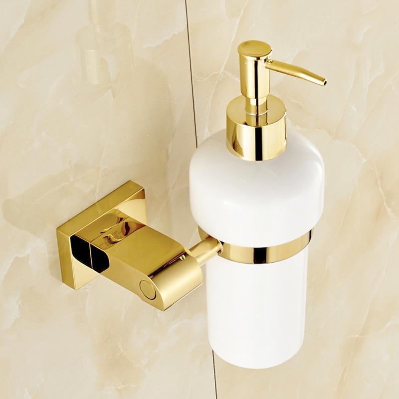 Dispenser di Sapone Liquido da Parete con Finitura Dorata