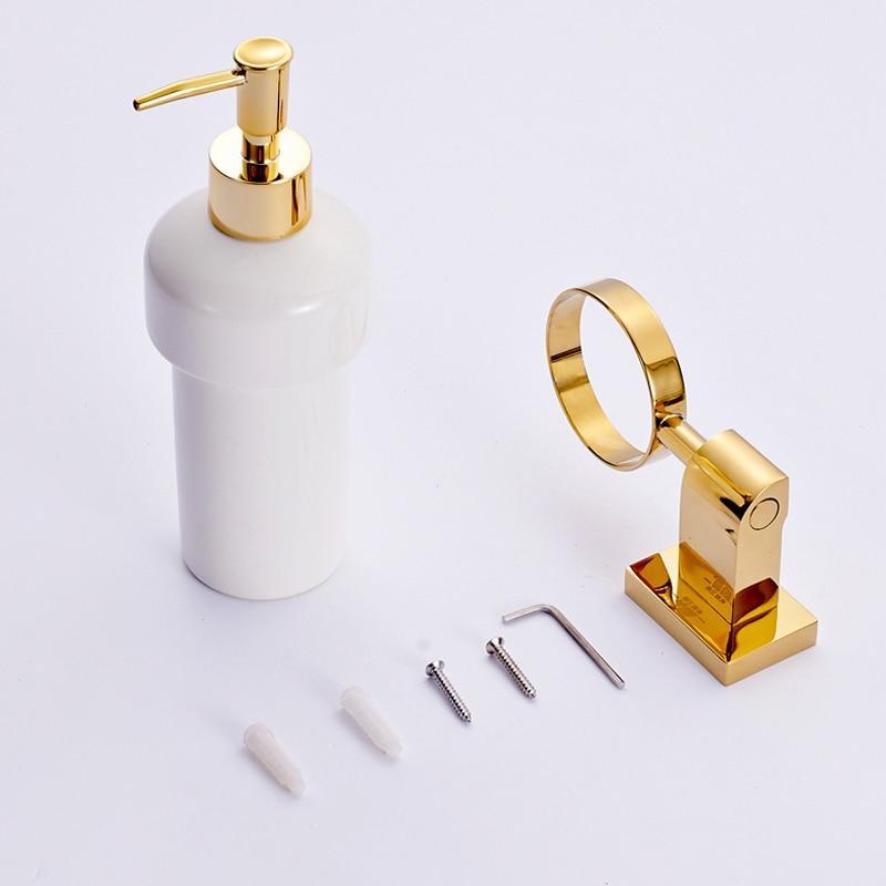 Dispenser di Sapone Liquido da Parete con Finitura Dorata