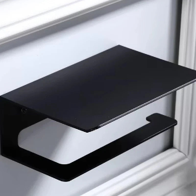 Porta Carta Igienica da Bagno in Alluminio da Muro con Supporto per Telefono Cellulare