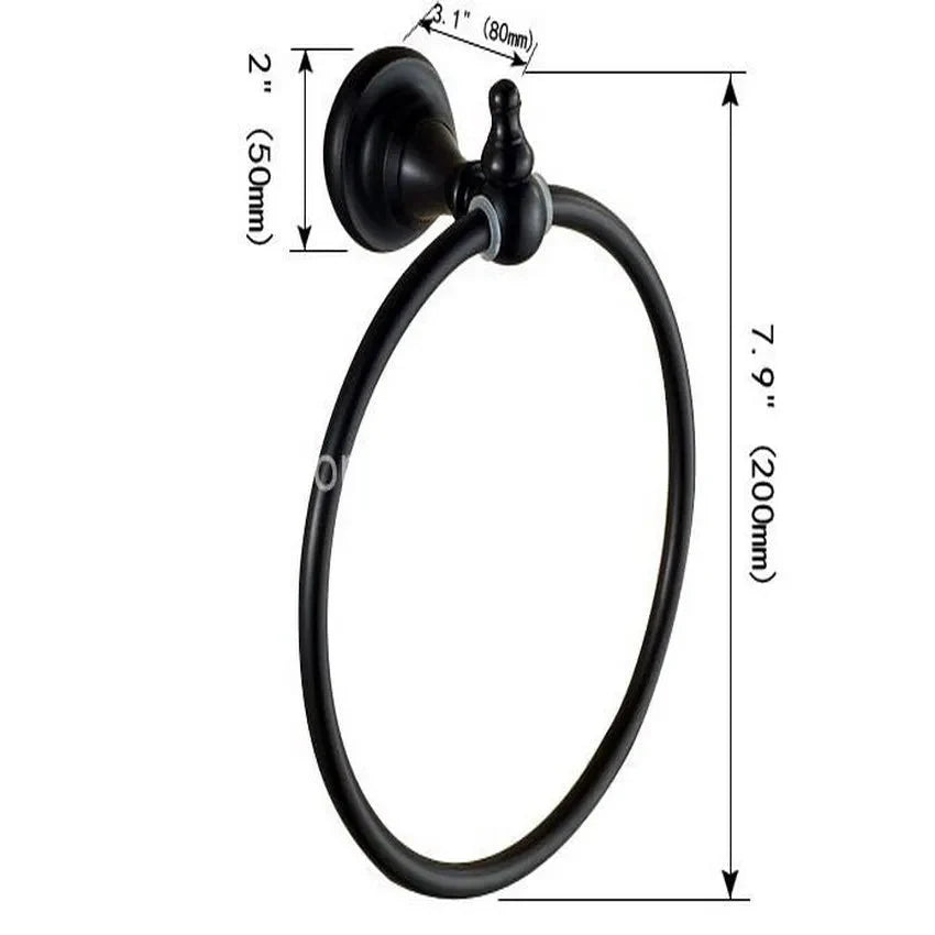 Anello Porta Asciugamani Rotondo in Ottone Nero Anticato Montato a Parete