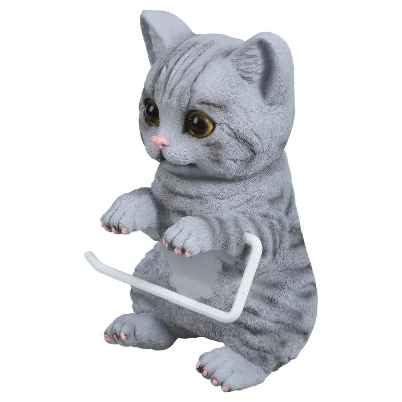 Porta Rotolo di Carta Igienica da Parete in Resina a Forma di Gatto Adorabile