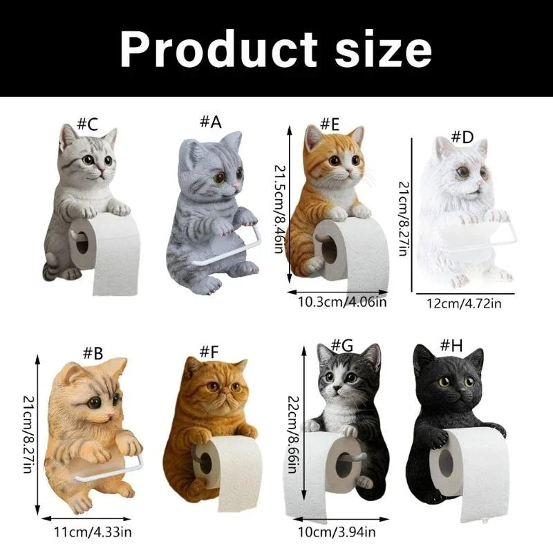 Porta Rotolo di Carta Igienica da Parete in Resina a Forma di Gatto Adorabile