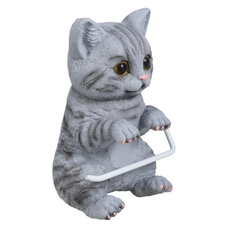 Porta Rotolo di Carta Igienica da Parete in Resina a Forma di Gatto Adorabile