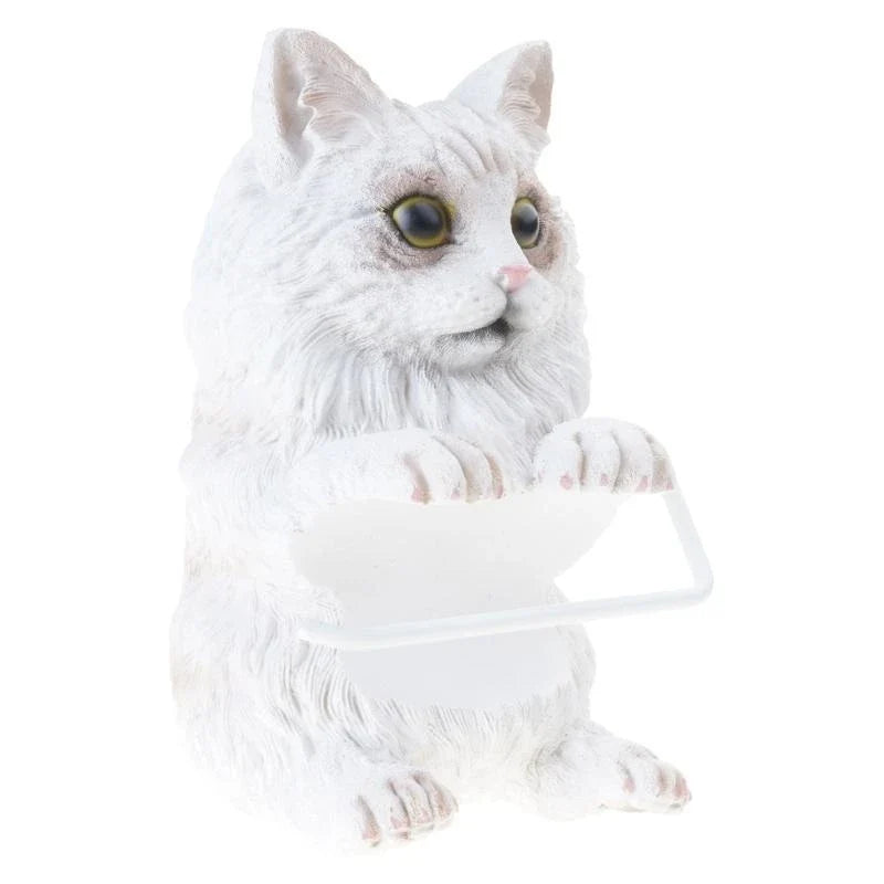 Porta Rotolo di Carta Igienica da Parete in Resina a Forma di Gatto Adorabile