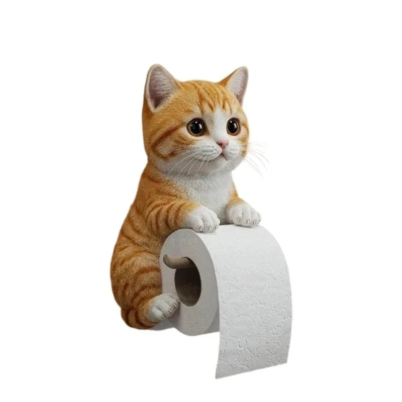 Porta Rotolo di Carta Igienica da Parete in Resina a Forma di Gatto Adorabile