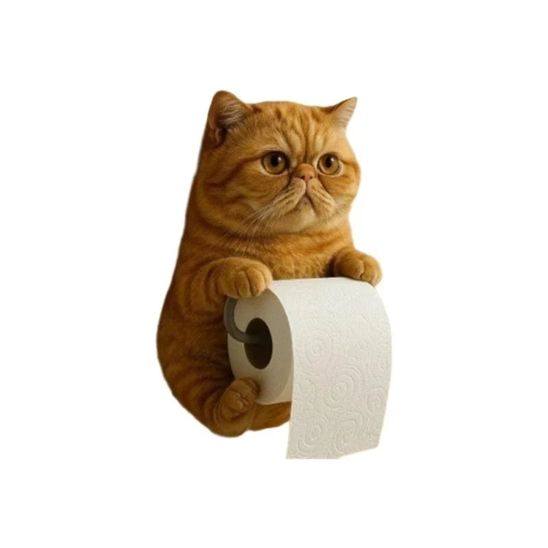 Porta Rotolo di Carta Igienica da Parete in Resina a Forma di Gatto Adorabile