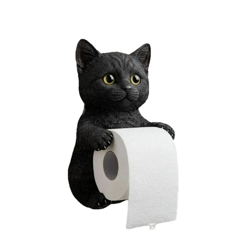 Porta Rotolo di Carta Igienica da Parete in Resina a Forma di Gatto Adorabile
