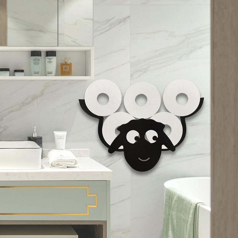 Porta Asciugamani a Muro a Forma di Pecora Porta Carta Igienica Decorativo