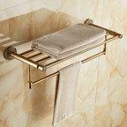 Supporto per Asciugamani da Bagno in Ottone Antico Quadrato da Montare a Parete