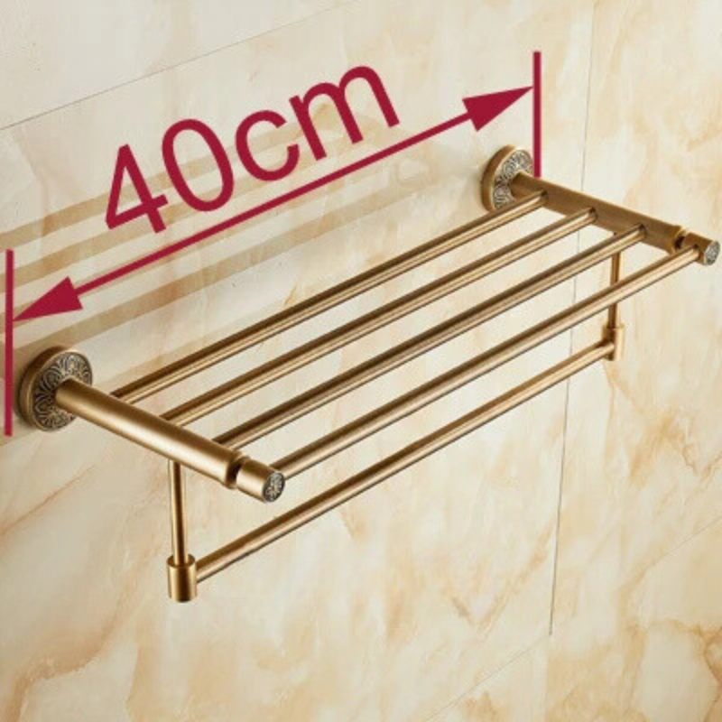 Supporto per Asciugamani da Bagno in Ottone Antico Quadrato da Montare a Parete