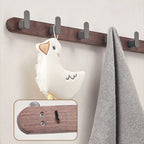 Gancio da Parete in Legno di Noce e Alluminio 3-5 File per Asciugamani da Bagno